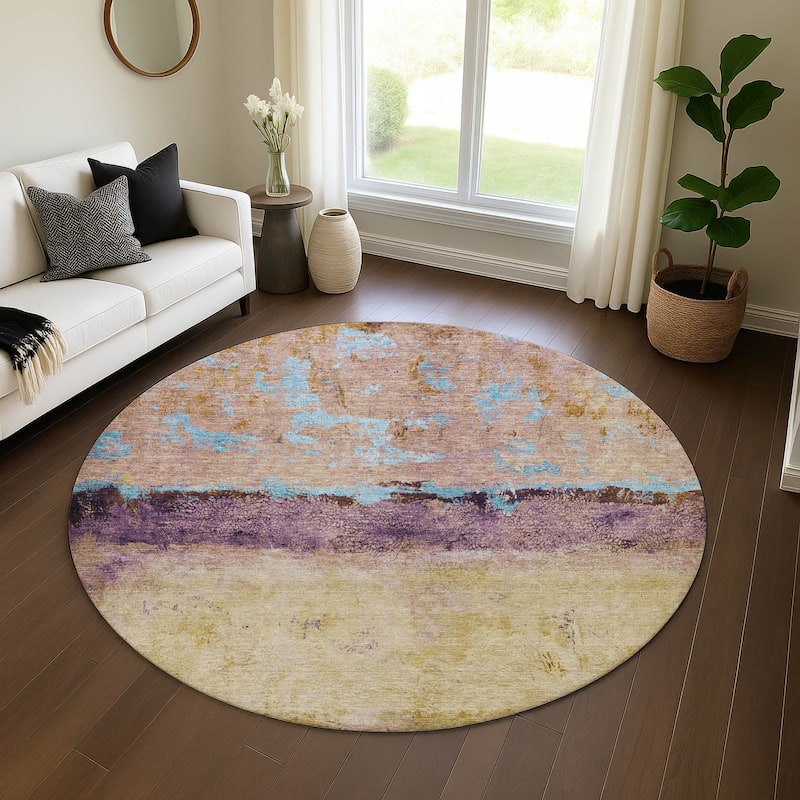 Premium Washable Super Soft Abstract Ombre Mayfield Rug - Salmon - 8' x 8'