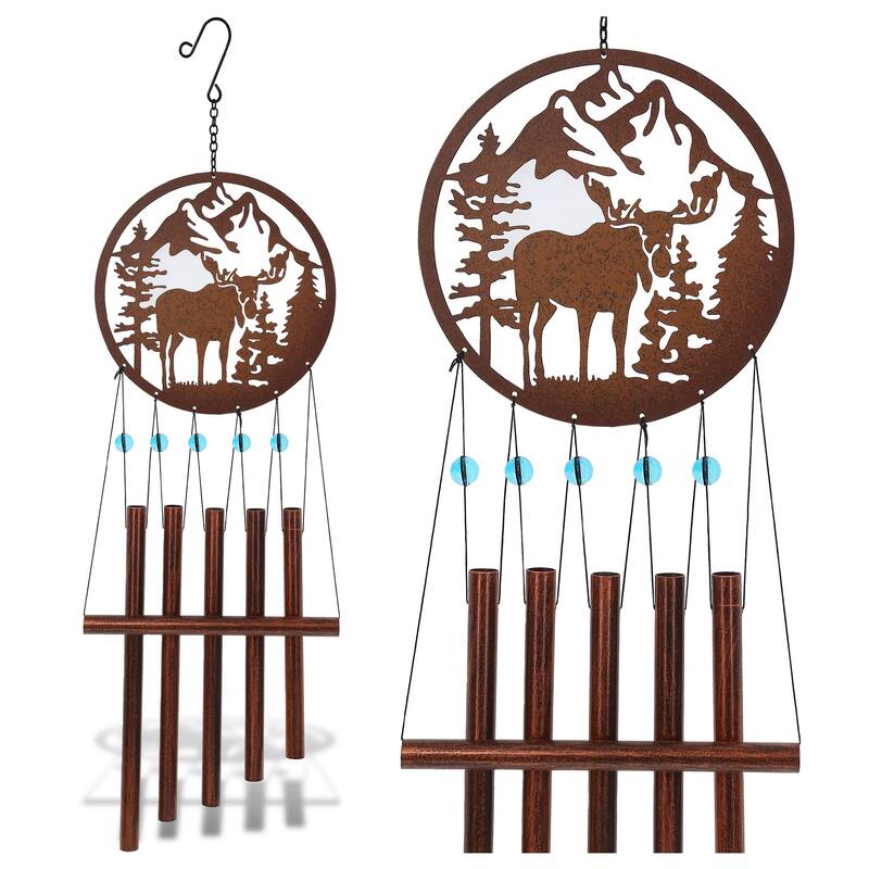 CoTa Global Moose Wind Chime – Handmade Glass and Metal Chime - 27 inches