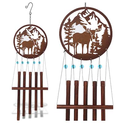 CoTa Global Moose Wind Chime – Handmade Glass and Metal Chime - 27 inches