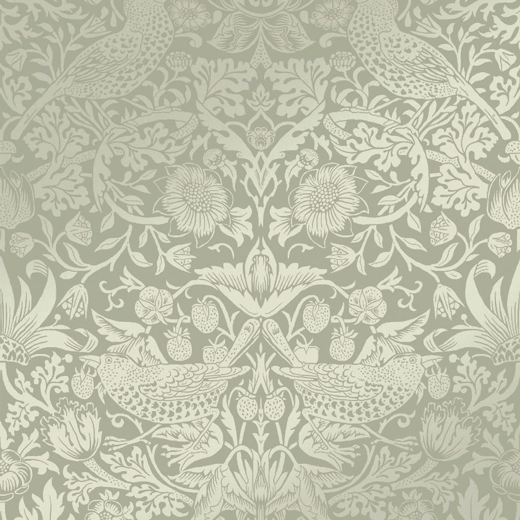 William Morris Strawberry Thief Fibrous Sage Wallpaper