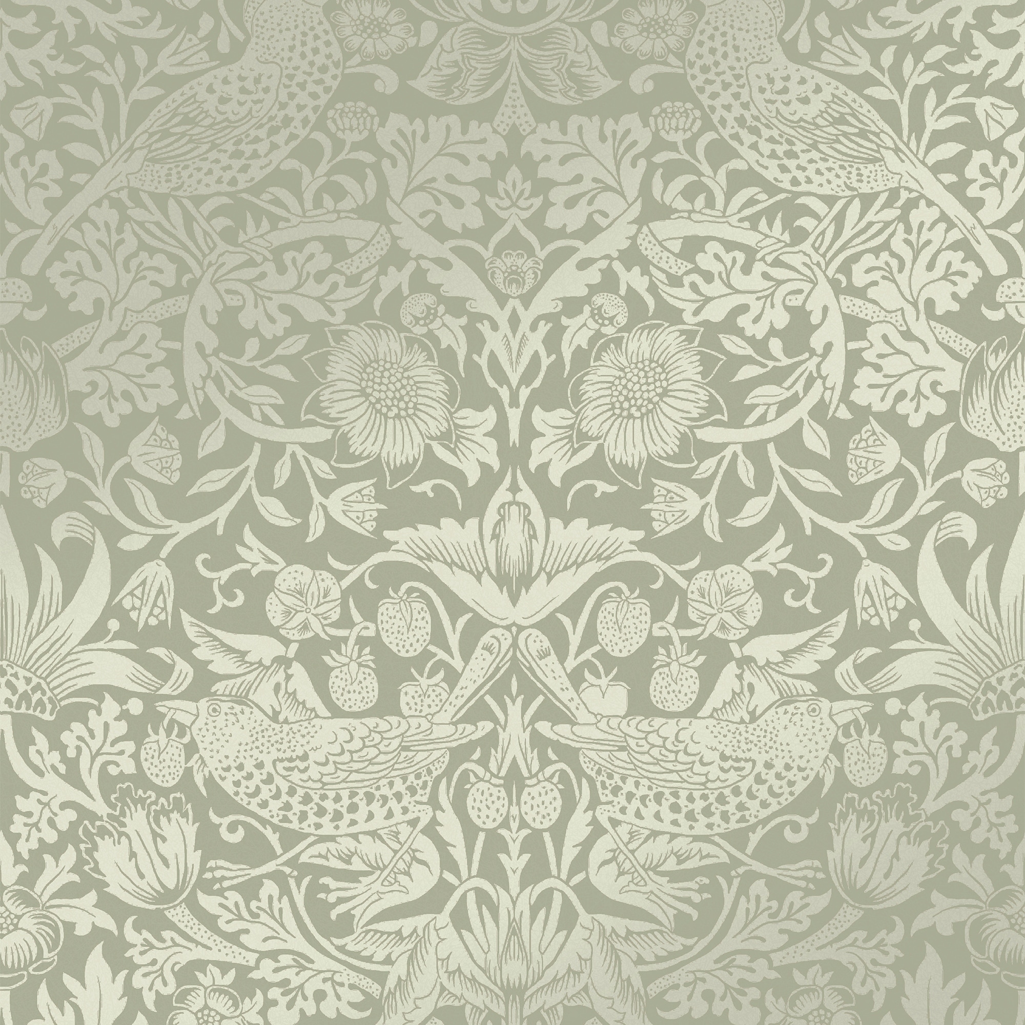 William Morris Strawberry Thief Fibrous Sage Wallpaper