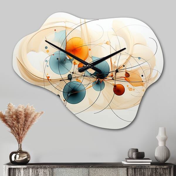 Abstract Style Clock Designart - Teal Orange Line Art Conceptual Abstracts II - Line Art ...