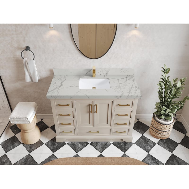 Willow Collections 48 x 22 Charlotte Single Sink Bathroom Vanity with Countertop - 2" Venatino - Fine Grain