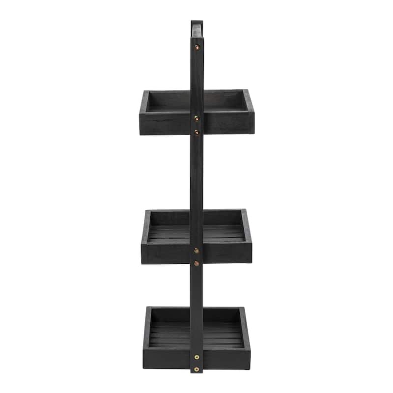 30"Rustic 3-Tier Acacia Wood Freestanding Bathroom Shower Caddy