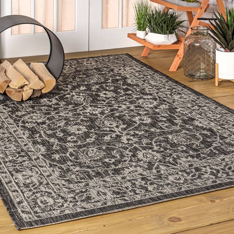 JONATHAN Y Palazzo Vine and Border Textured Weave Indoor/Outdoor Area Rug