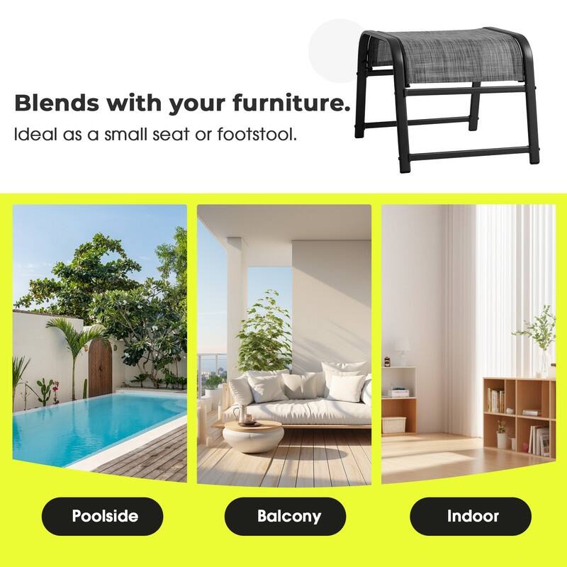 Steel-Framed Fabric Footstool – Versatile Indoor/Outdoor Footrest & Seat