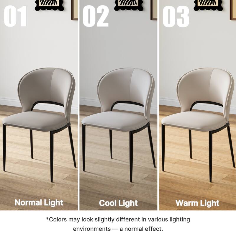 Modern Fully Assembled Dining Chairs, Faux Leather, Light Gray & Brown Options, Set of 2