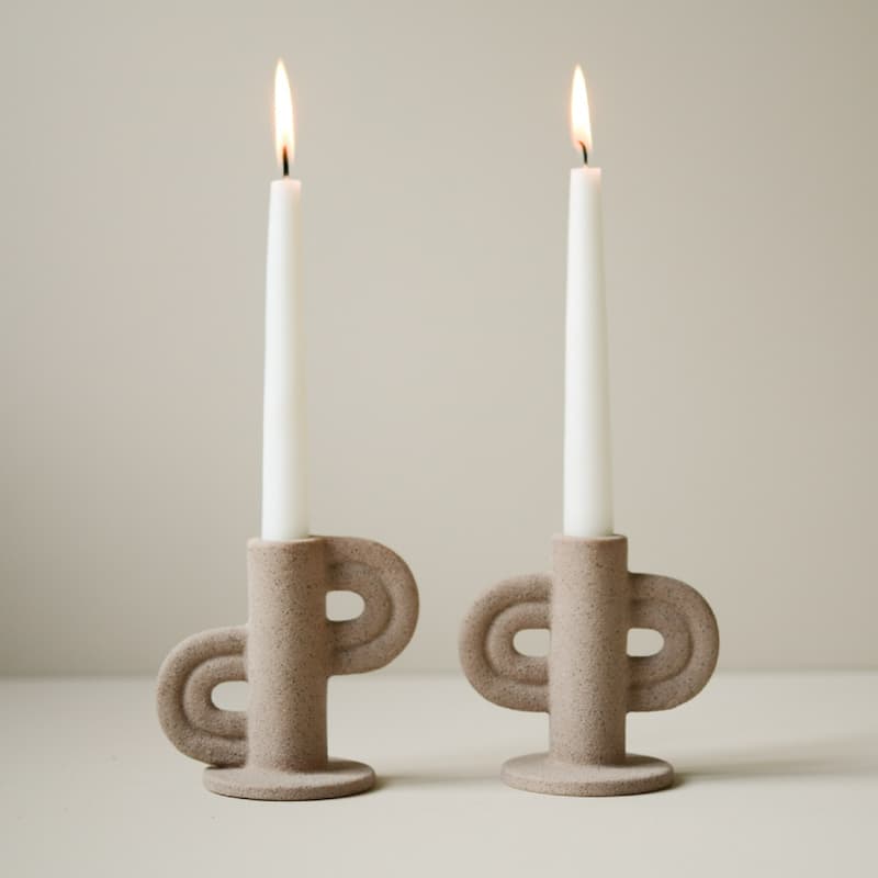 Swirl Slide Tabletop Ceramic Candle Holder - 4.5"