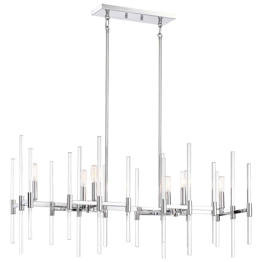 Minka-Lavery Pillar 6-Light Island Light-Chrome Finish and Glass, Transitional Modern Style