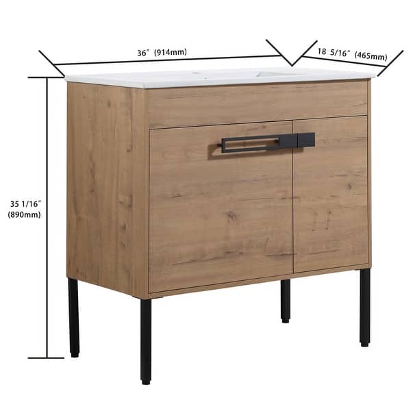 dimension image slide 3 of 6, Bathroom Vanity With Sink In 24/30/36 Inch, Floating Bathroom Vanity or Freestanding Vanity With Soft Close Door