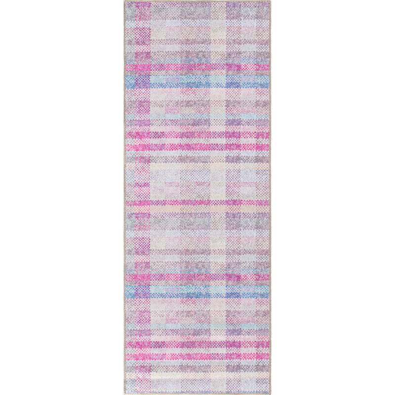 Contemporary Plaid Machine Washable Area Rug
