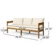 preview thumbnail 3 of 8, Brooklyn Outdoor Acacia Wood 3-Seater Sofa with Water-Resistant Cushions by Christopher Knight Home