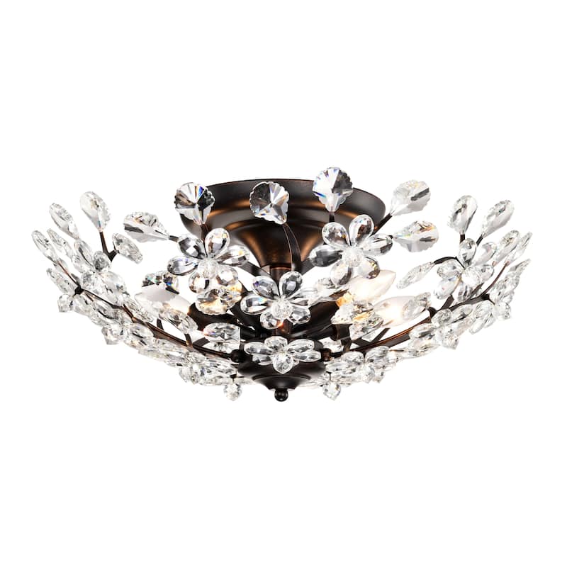 Isabel 5-light Crystal Glass Flowers Blooms Flush Mount