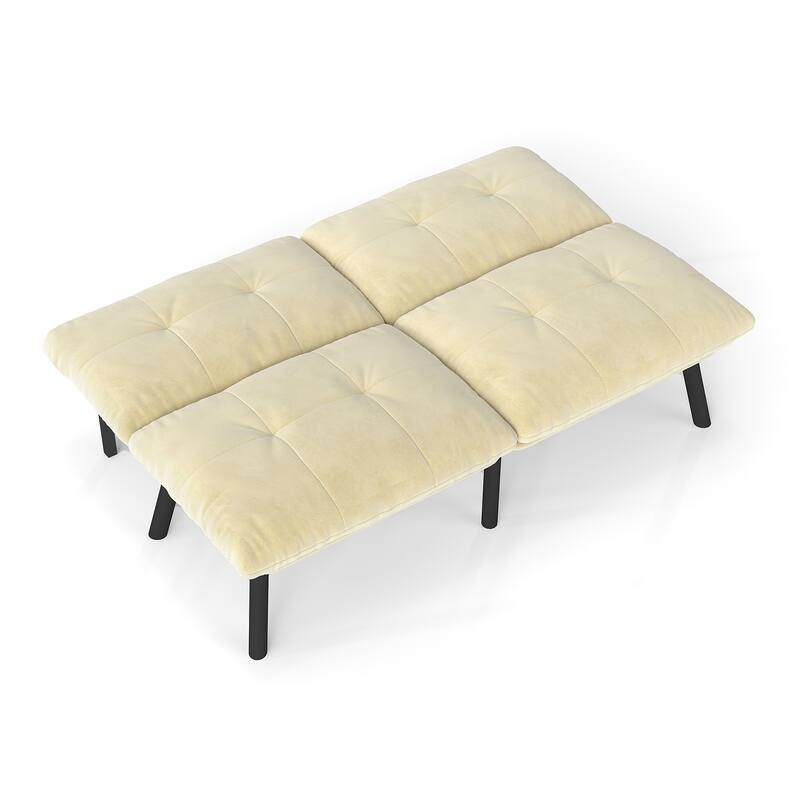 2-Seater Velvet Sleeper Sofa with Adjustable Backrest, Lounge Chair Bed with Foam Cushions, Portable Fold Out Chair Bed