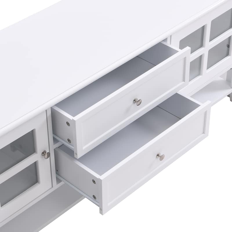 White TV Stand for TVs up to 60'', TV Console Media Cabinet with Storage Shelves, Entertainment Center for Livingroom