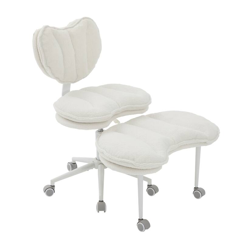 Meditation Chair Plus, Teddy Fleece Double-Layer Padding Cross Legged Rolling Chair for ADHD, Criss Cross Desk Chair