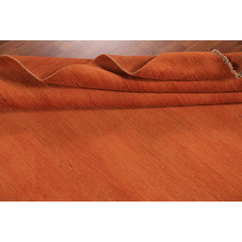 Orange Gabbeh Modern Area Rug Hand-Knotted Tribal Wool Carpet - 6'3" x 9'8"