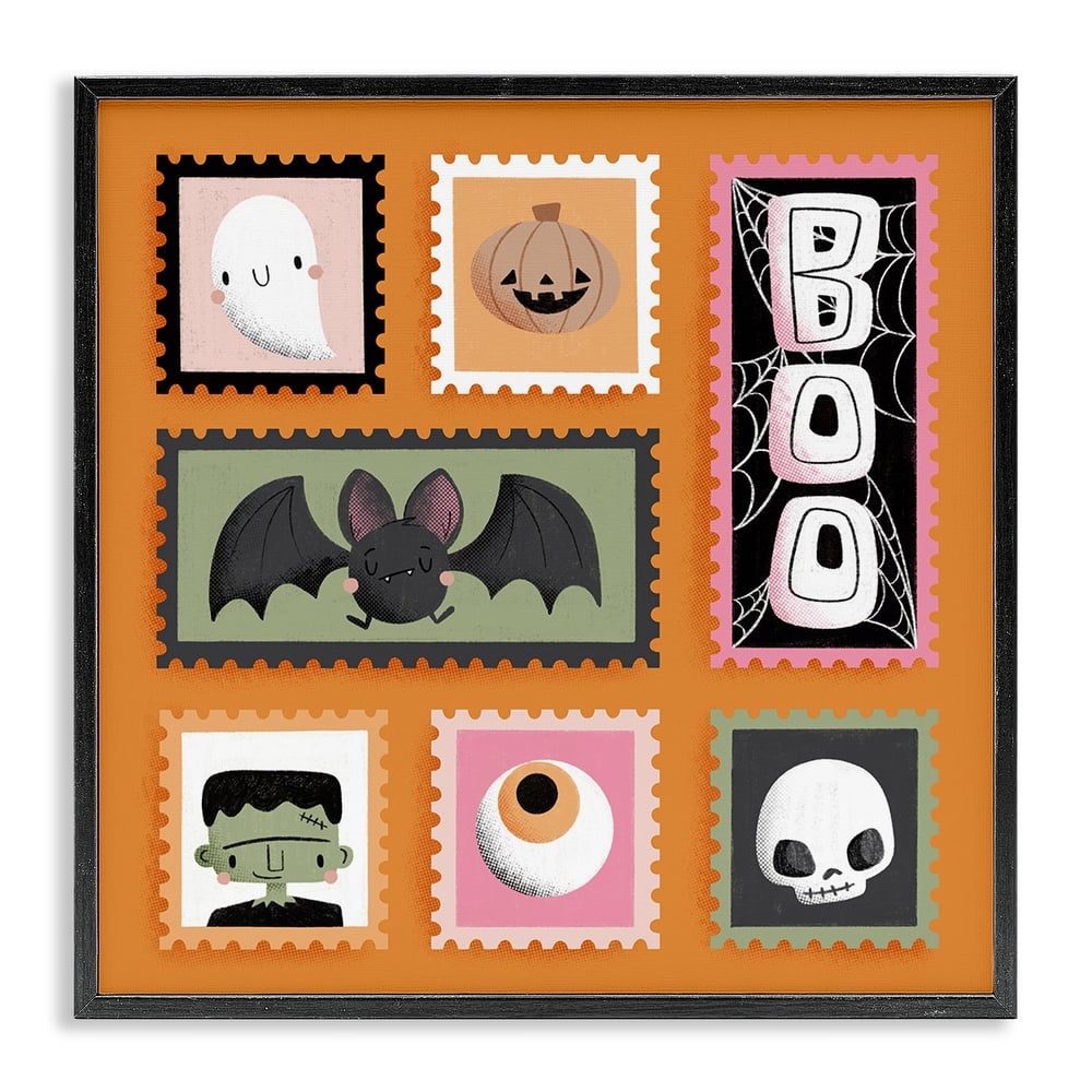 Stupell Spooky Cute Halloween Stamps Framed Giclee Art Design By Sarah Hickman