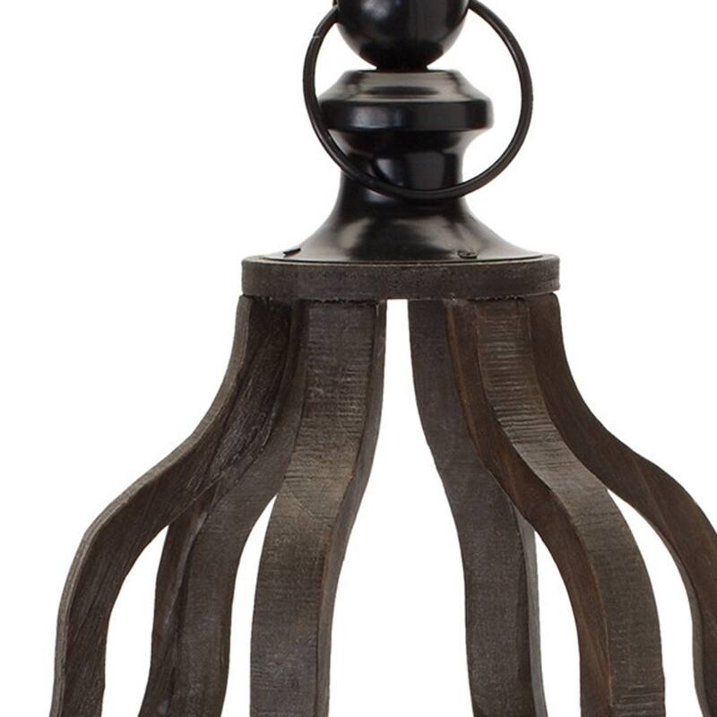 HomeRoots 23" Brown Flameless Floor Hurricane Candle Holder - 12
