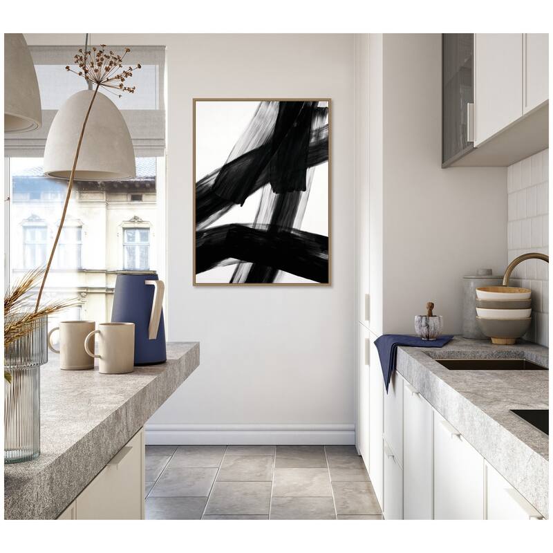 Kate and Laurel Black Mark No. 3 by Amy Lighthall Framed Canvas Wall Art Print