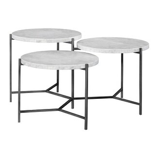 Uttermost Contarini 38" Long 3 Piece Marble Top Iron Coffee Table