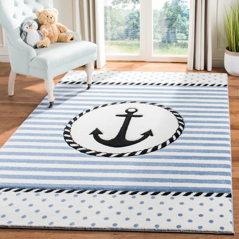 SAFAVIEH Carousel Kids Sybill Nautical Anchor Rug - 5'3" x 7'6" - Ivory/Navy
