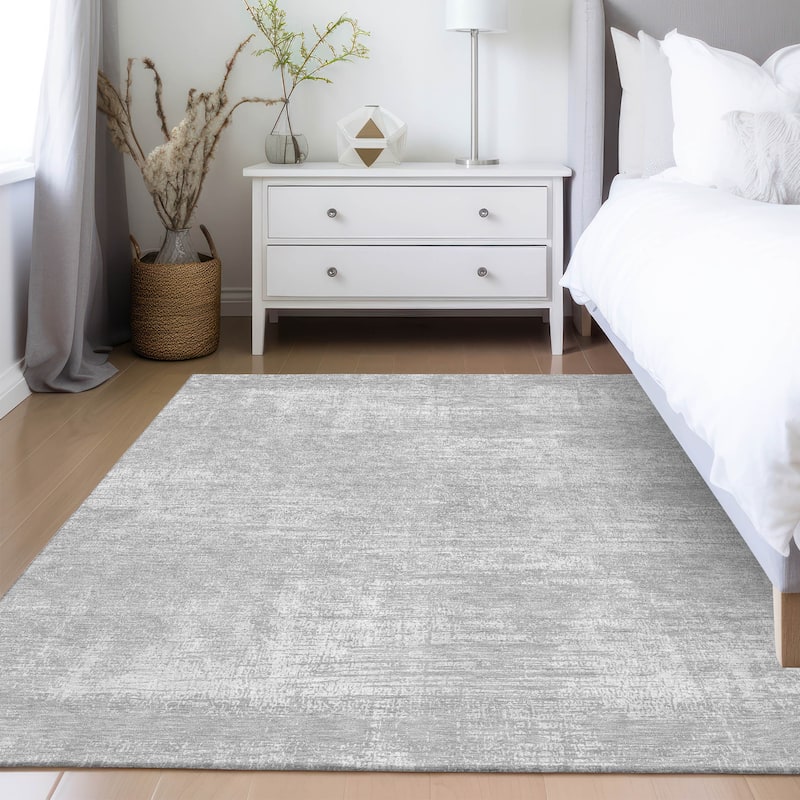 Machine Washable Indoor/ Outdoor Chantille Abstract Solid Rug
