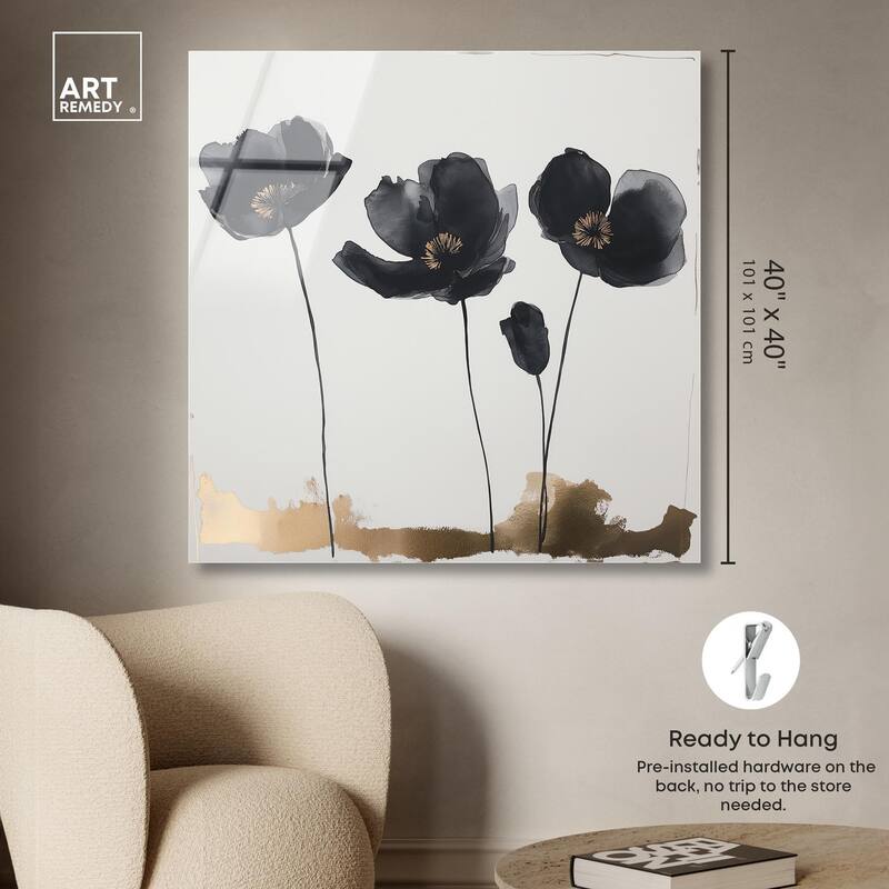 Nocturnal Flowers I Acrylic by Art Remedy, Ready to Hang