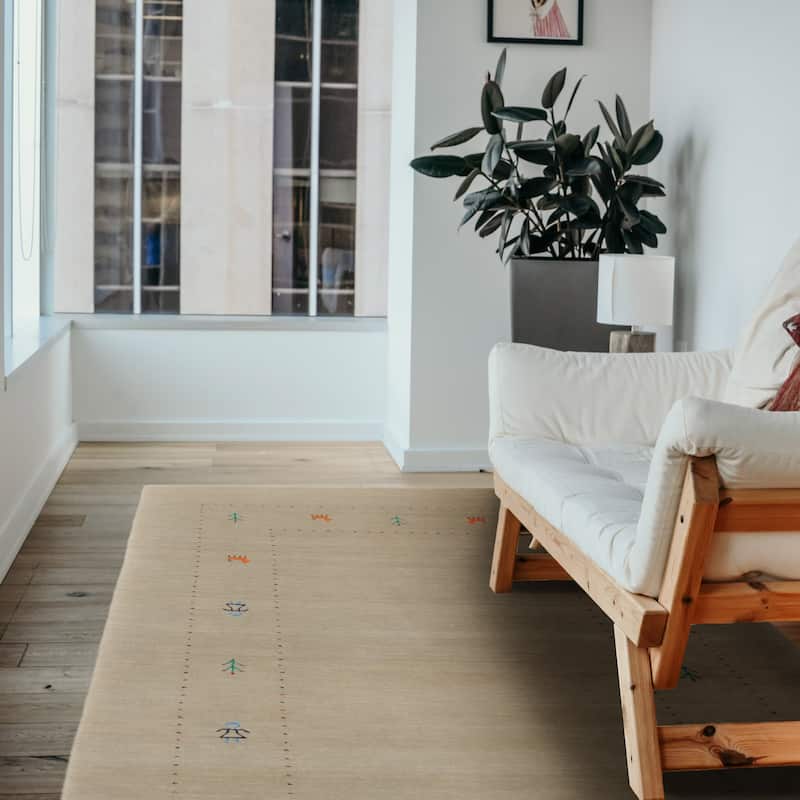 ECARPETGALLERY Hand Loomed Kashkuli Gabbeh Light Grey Wool Rug - 5'0 x 8'0