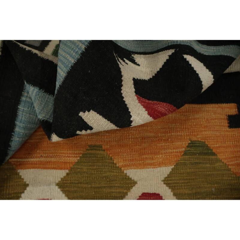 Hand Woven Oriental 100% Wool Carpet Southwestern Tribal Multi-Colored Kilim Area Rug - 11' 8'' X 8' 0''