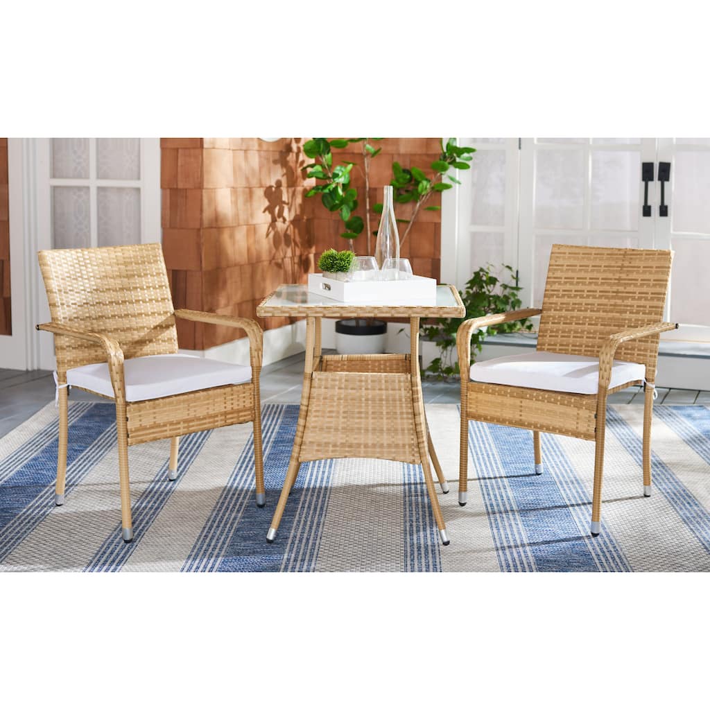 SAFAVIEH Outdoor Patio Furniture Sheva 3-Piece Bistro Set - 24Wx24Dx33H