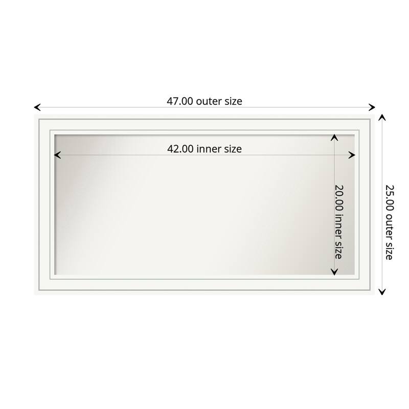 Craftsman White Framed Non-Beveled Custom Wall Mirror, Bathroom Vanity Mirror - Outer Size: 47 x 25