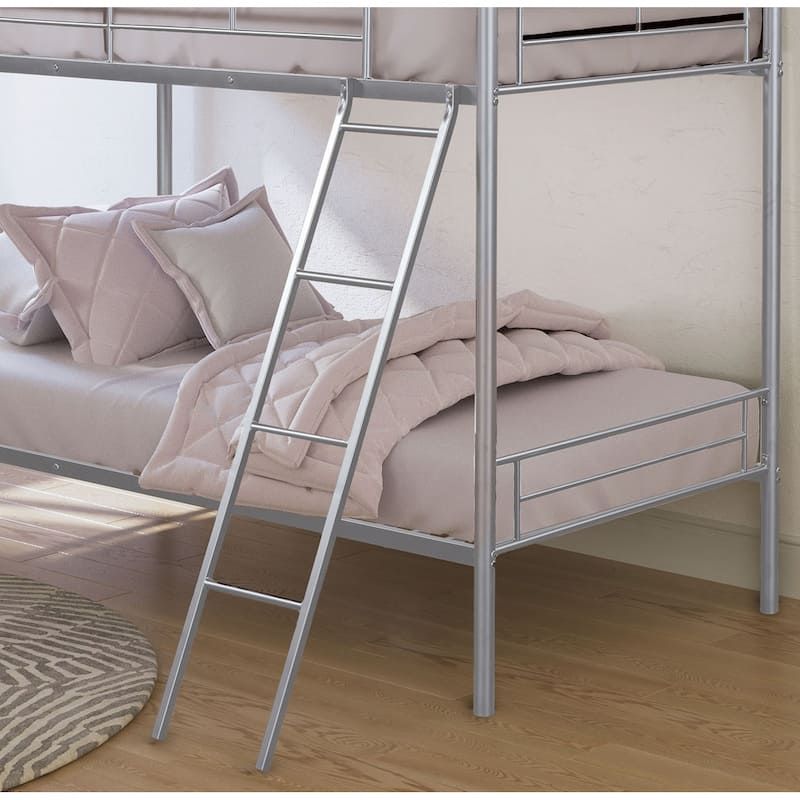 Twin Over Full Metal Bunk Bed Contemporary Style With Angled Ladder