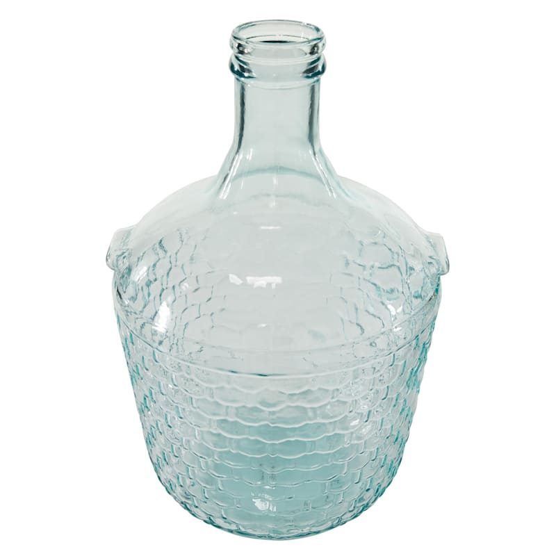 Recycled Glass Handmade Spanish Bottle Decorative Vase - Blue or Clear - Roche River Decor
