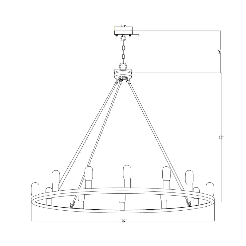 Liam 12-Light 35 Inch Round Wagon Wheel Chandelier
