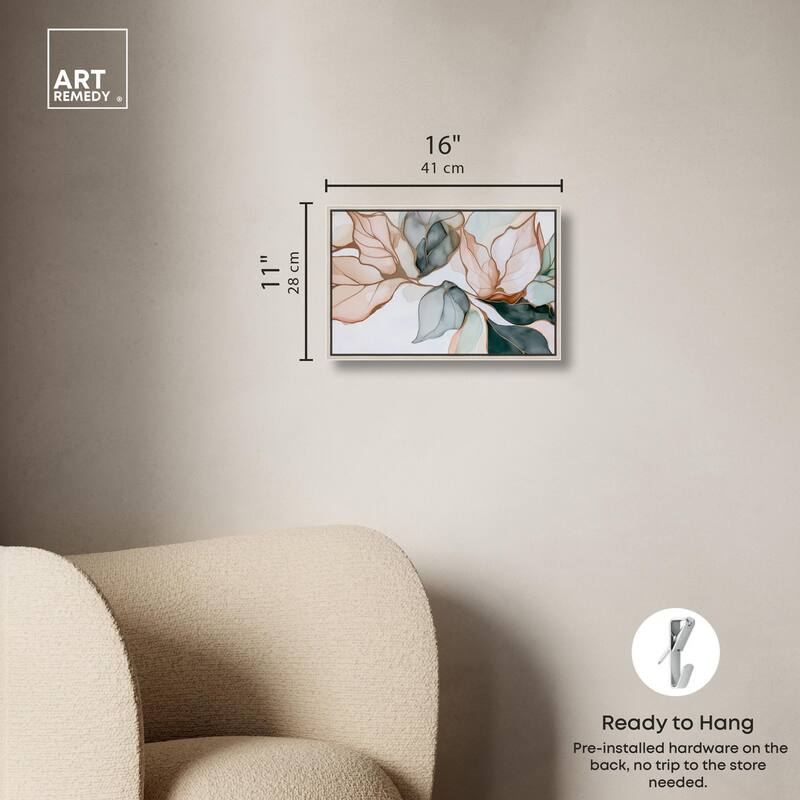 Golden Veined Leaves I Canvas by Art Remedy
