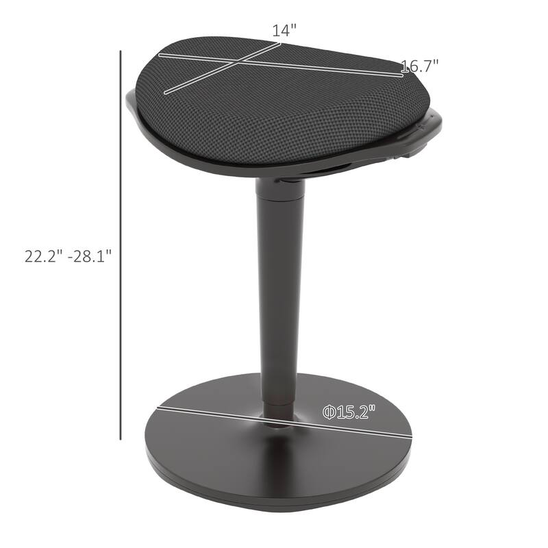 HOMCOM Standing Desk Chair, Ergonomic Backless Wobble Stool, Height Adjustable Tall Office Chair 22.2-28.1 Inches