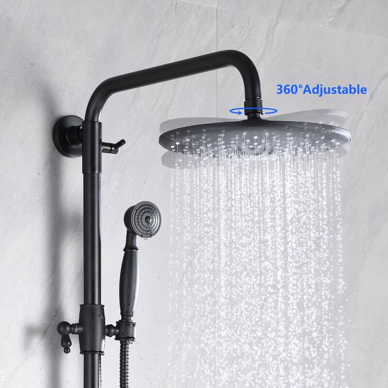 YASINU Matte Black Shower System with 8 Inch Rainfall Shower Head 