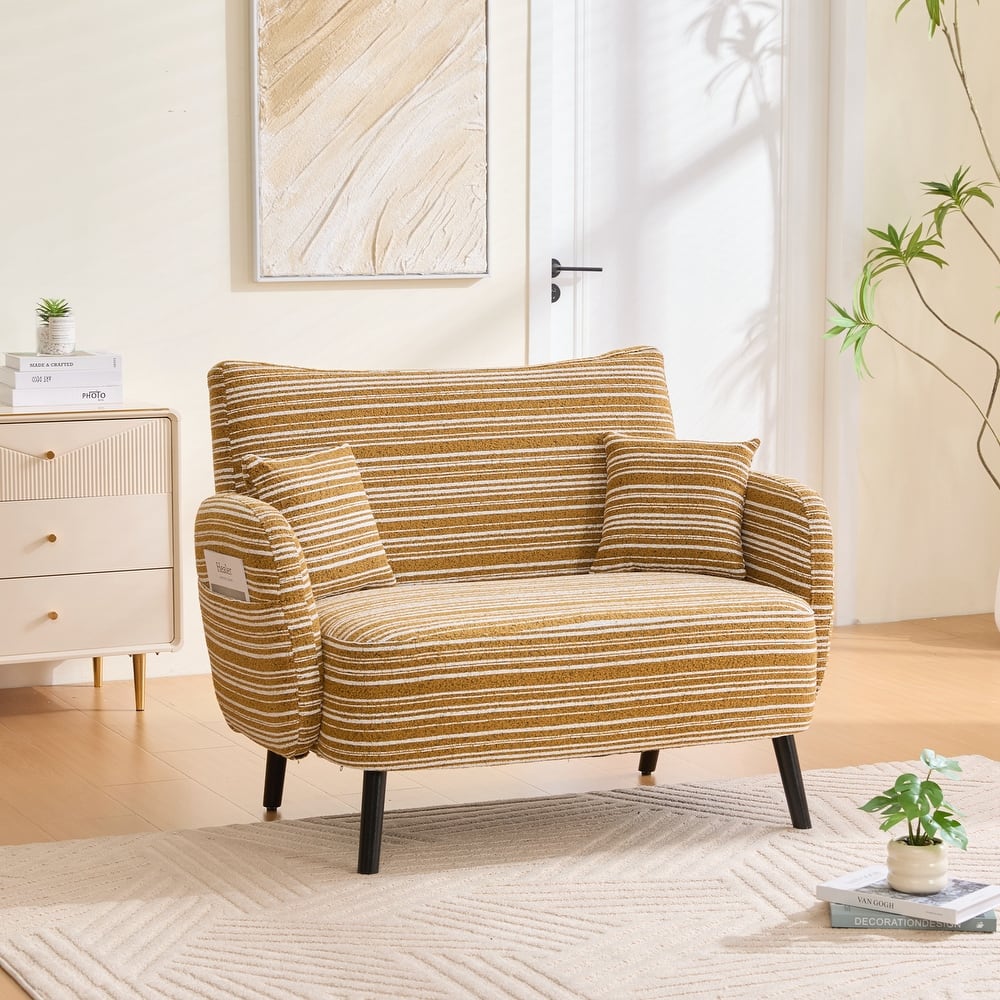 Modern style two-seater sofa with ultra-comfortable armrests, armrest pillows