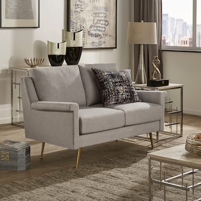 Cade Grey Fabric Loveseat with Gold Metal Legs by iNSPIRE Q Modern