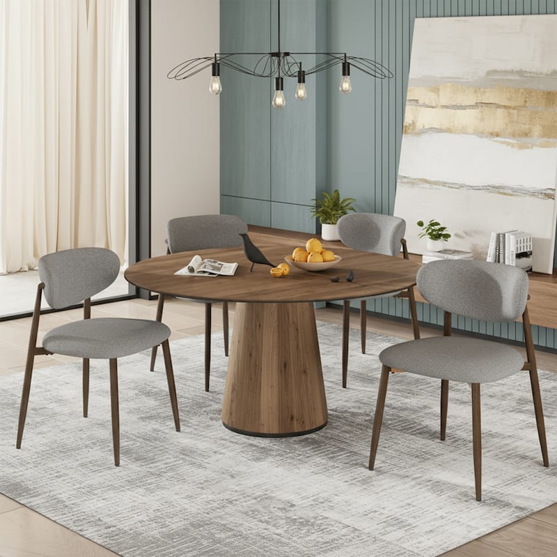 RENEWLINE Mid-Century Modern Tapered Dining Chairs with Upholstered Seat & Iron Frame - Set of 4 - Light Grey
