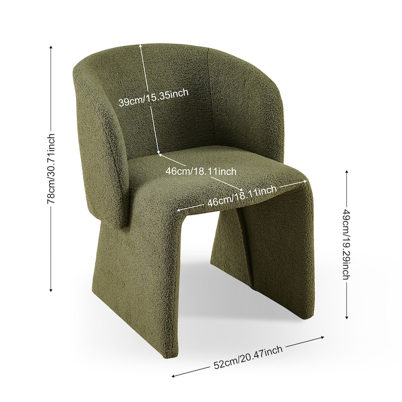 Modern Dining Chair Accent Chair White Single Sofa Chair Upholstered Side Chair Teddy Comfy Chair-Off White-2PC