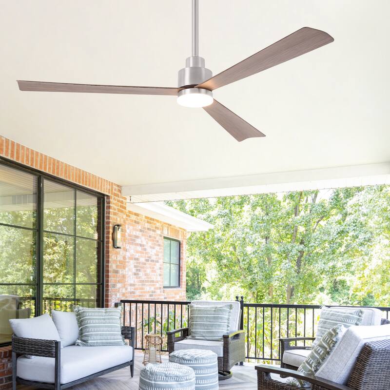 52" Brushed Nickel ABS 3-Blade Dimmable Ceiling Fan with Light and Remote