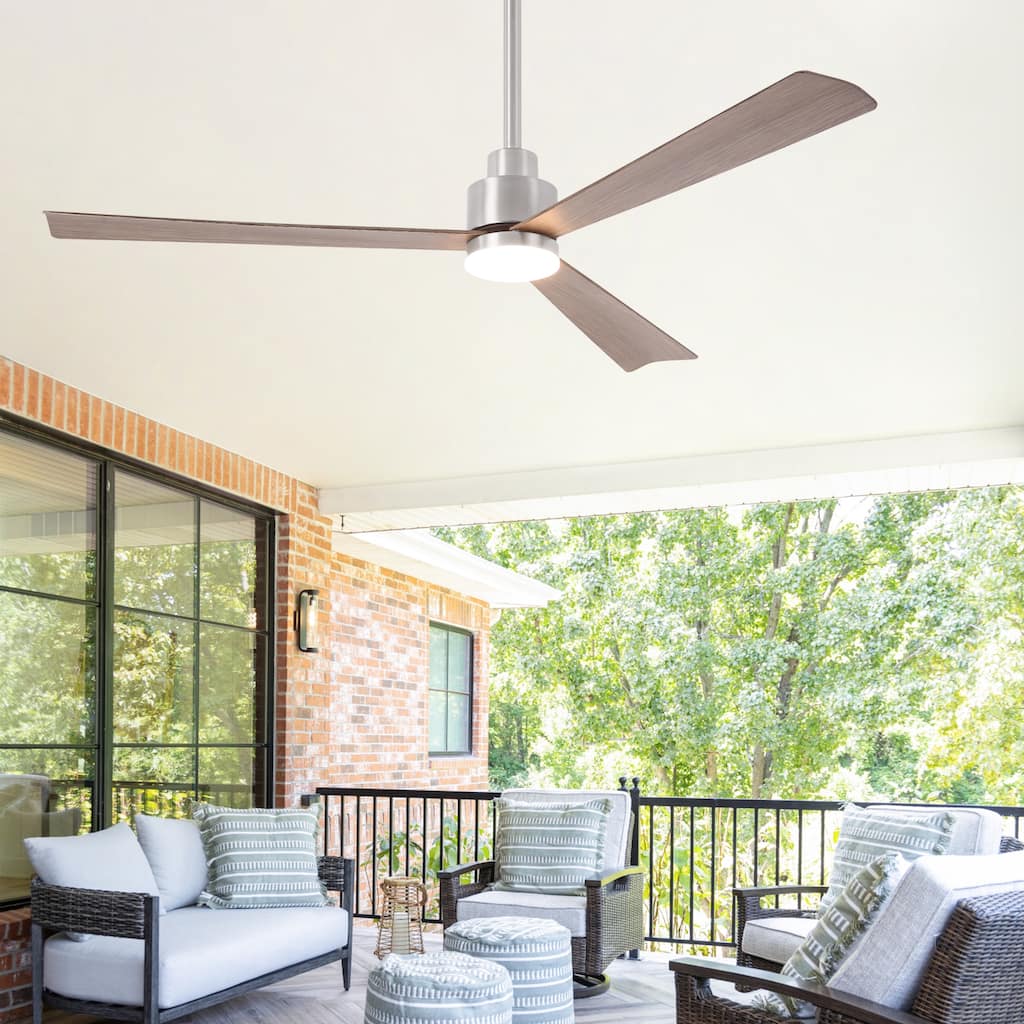 52" Brushed Nickel ABS 3-Blade Dimmable Ceiling Fan with Light and Remote