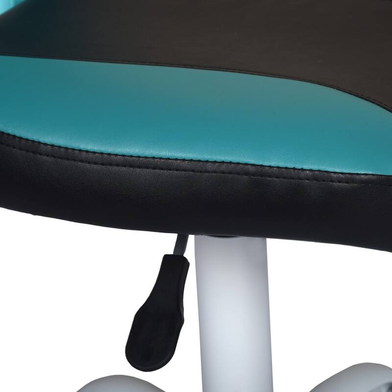 Blue Black and White Adjustable Height Swivel Rolling Office Chair