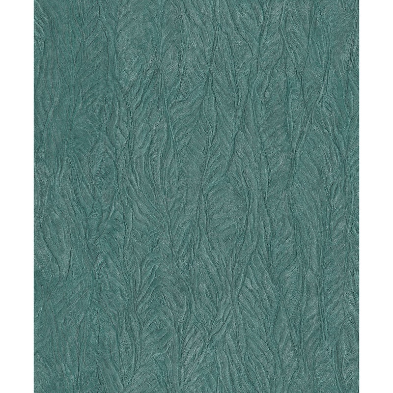 Galerie Wallcoverings Ambiance Leaf Emboss Vinyl on Non-woven Matte Wallpaper Roll - 33 feet x 21 inches - Turquoise