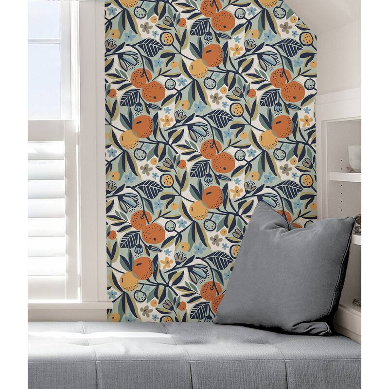 Pip & Lo Navy Clementine Garden Peel & Stick Wallpaper