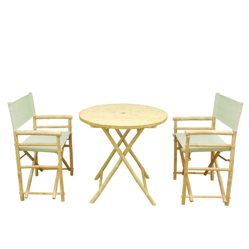 Zew Round 3-piece Bamboo Handcrafted Patio Set - Celadon