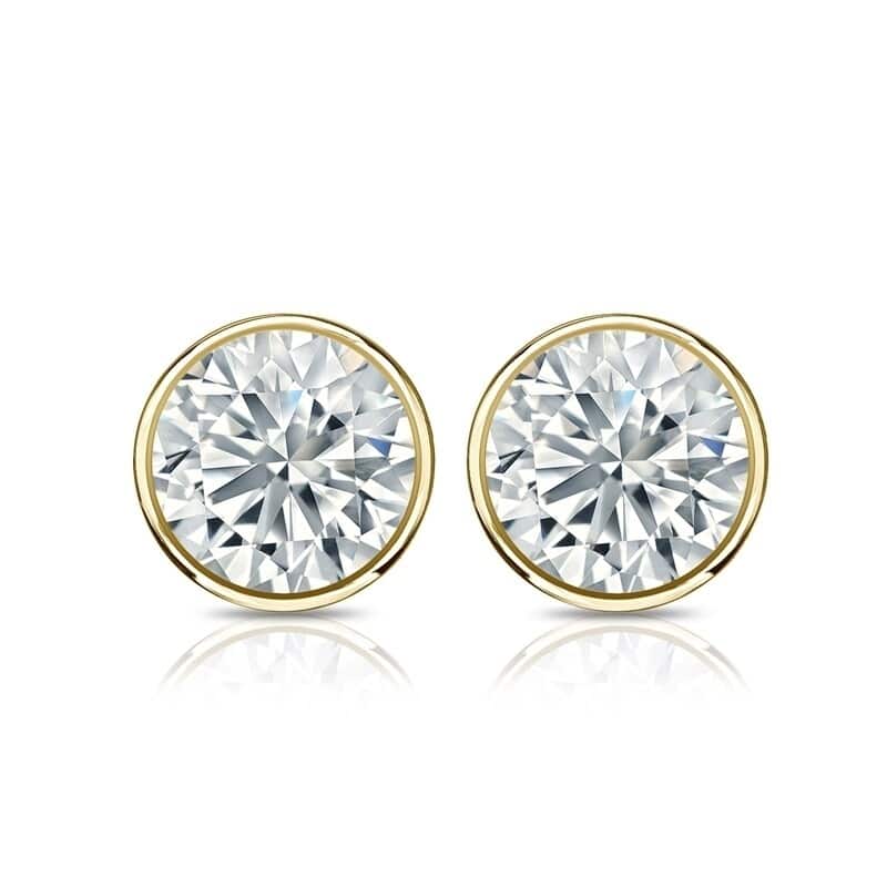 Auriya 18k Gold Bezel-set Diamond Stud Earrings 2.70ctw Certified