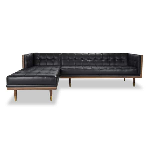 Kardiel Woodrow Box Midcentury Mod Sofa Sectional, Top Grain Leather